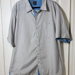 Men's Casual Button Down Shirt in Gray and Blue